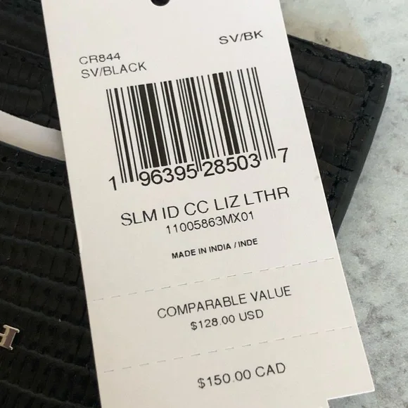 Coach Black Lizard Embossed Leather Slim Card Case - Picture 2 of 5